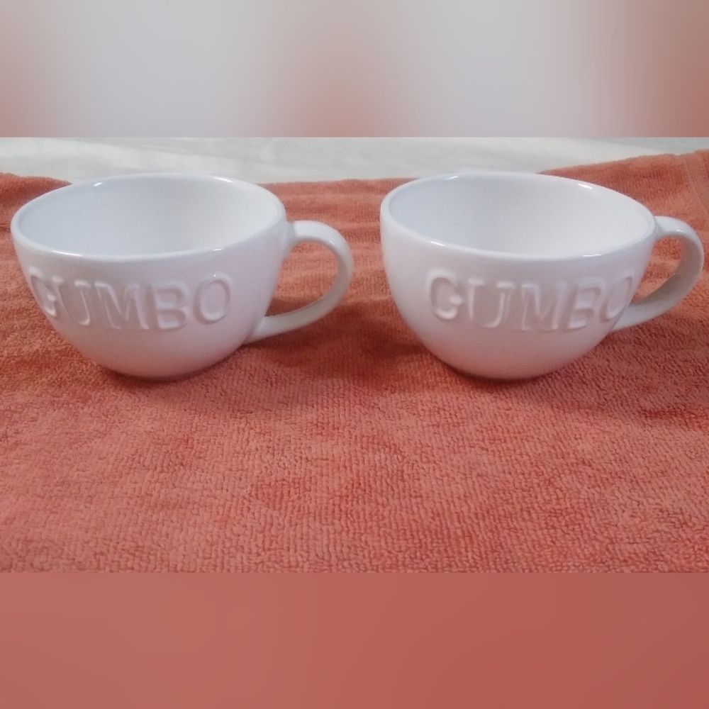 White Embossed Ceramic Soup Bowls